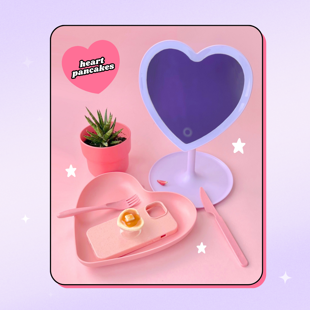 heart shaped butter syrup pancake pull out phone grip