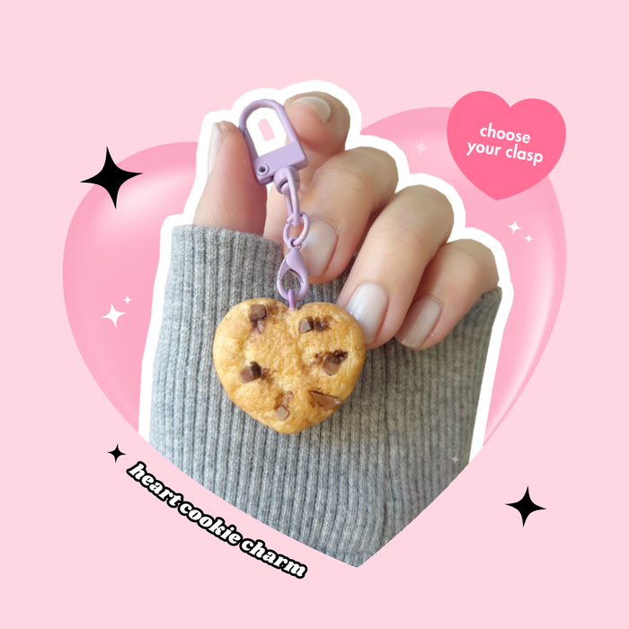 heart shaped chocolate chip cookie keyring